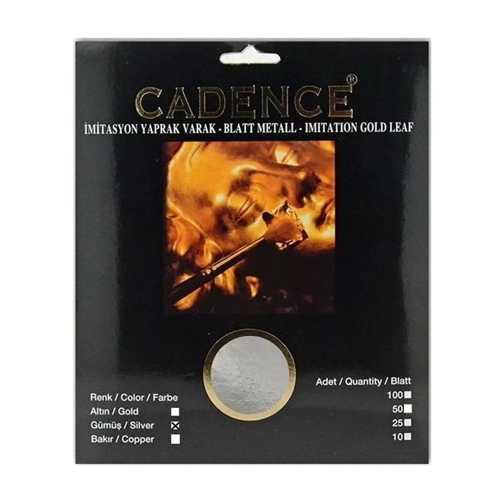 Cadence imitatie bladmetaal 15x15 cm zilver 25 vel