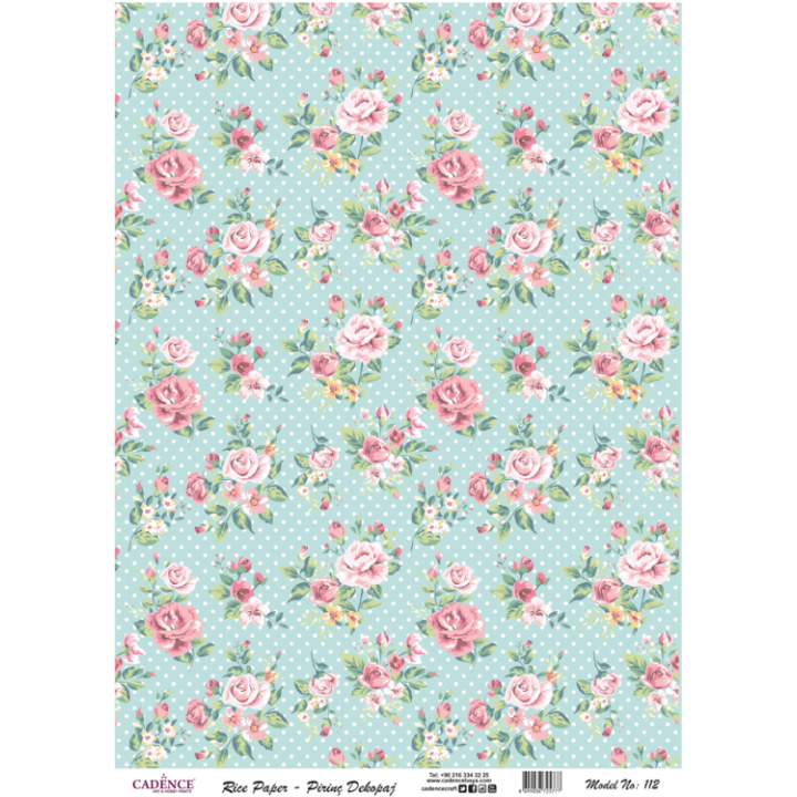 Cadence rijst decoupagepapier 112 30x42 cm bloemenpatroon