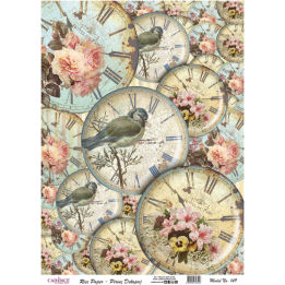 Cadence rijst decoupagepapier 149 30x42 cm vogel klokken