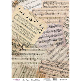 Cadence rijst decoupagepapier 191 30x42 cm bladmuziek