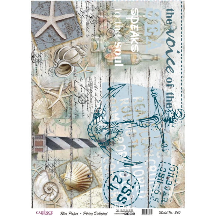 Cadence rijst decoupagepapier 360 30x42 cm maritiem