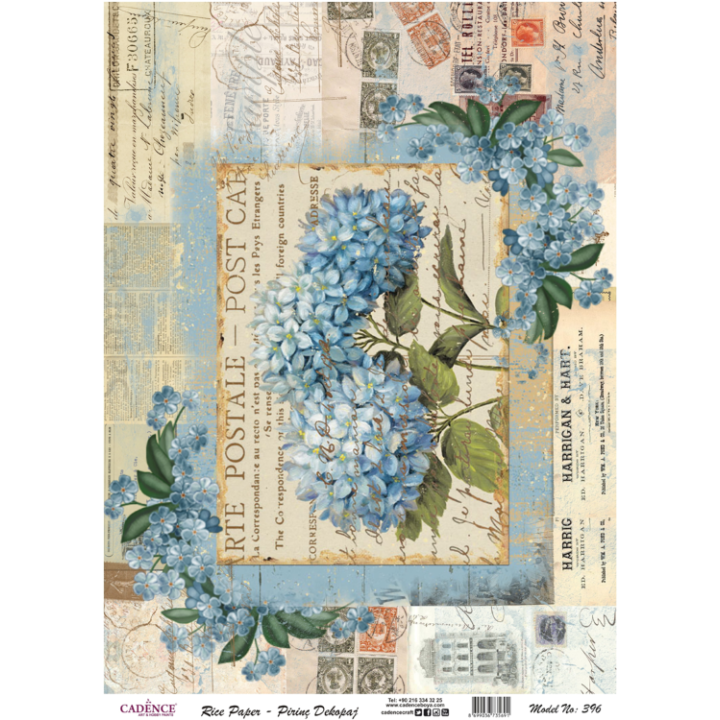 Cadence rijst decoupagepapier 396 30x42 cm hortensia
