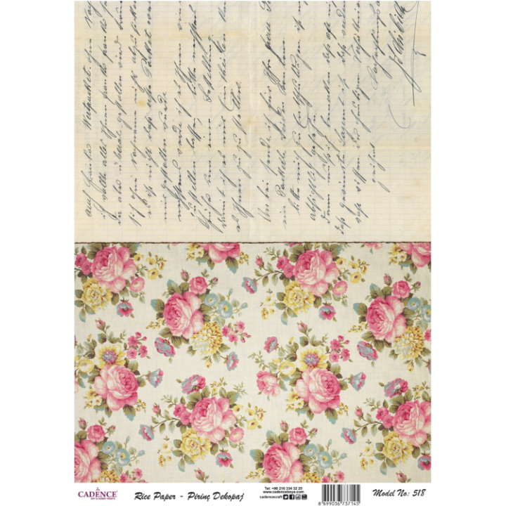 Cadence rijst decoupagepapier 518 30x42 cm briefpapier bloemen