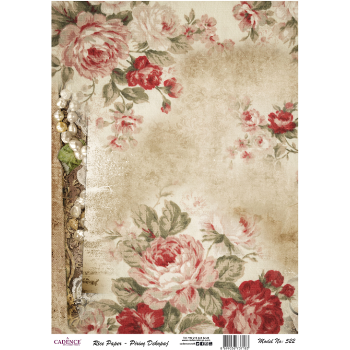 Cadence rijst decoupagepapier 522 30x42 cm sepia rozen
