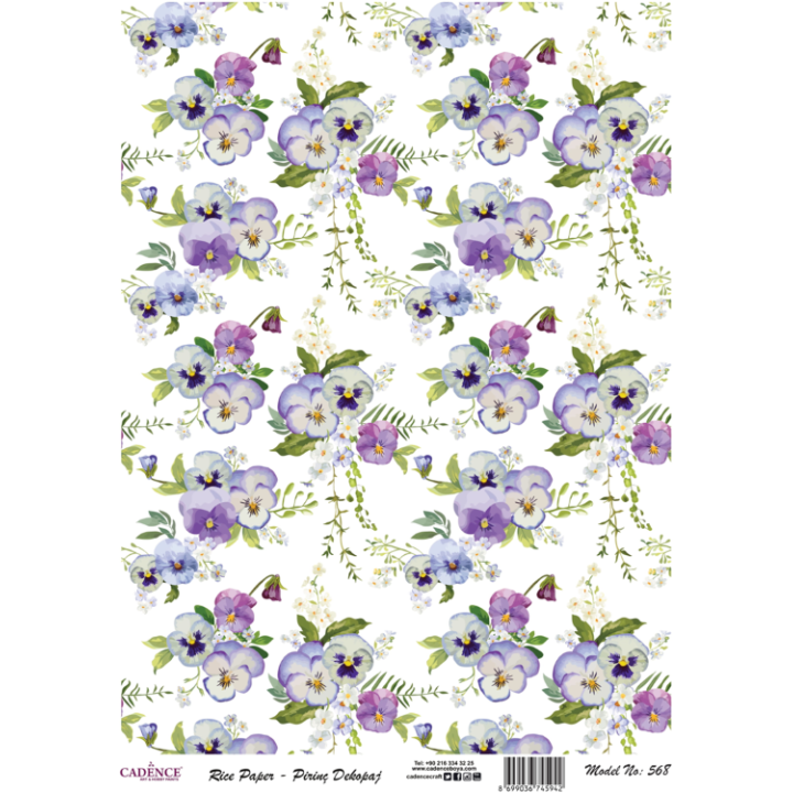 Cadence rijst decoupagepapier 568 30x42 cm violen