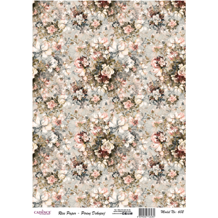 Cadence rijst decoupagepapier 602 30x42 cm boeket patroon