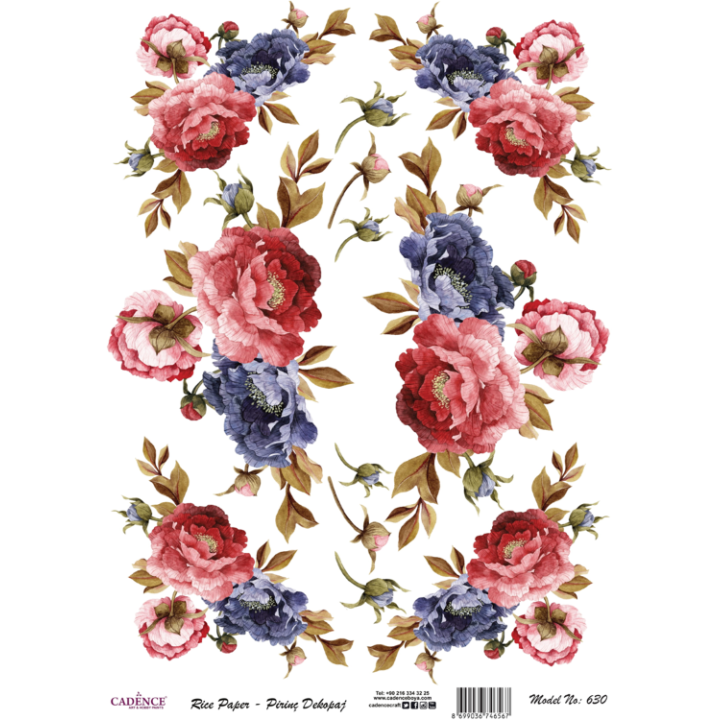 Cadence rijst decoupagepapier 630 30x42 cm pioenrozen
