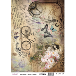 Cadence rijst decoupagepapier 639 30x42 cm vintage fiets