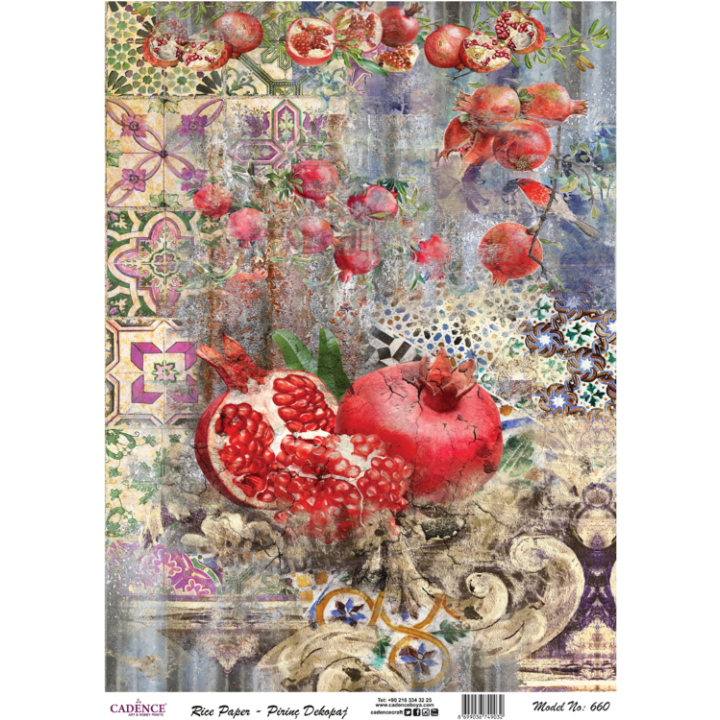 Cadence rijst decoupagepapier 660 30x42 cm granaatappel