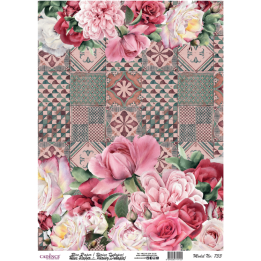 Cadence rijst decoupagepapier 733 30x42 cm roze mozaiek