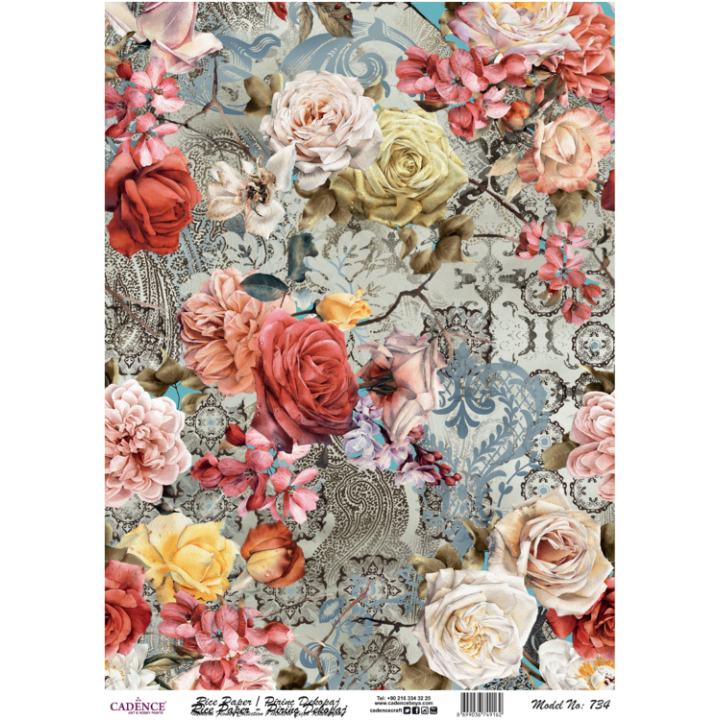 Cadence rijst decoupagepapier 734 30x42 cm bloemen