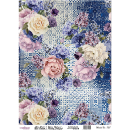 Cadence rijst decoupagepapier 738 30x42 cm blauwe flora