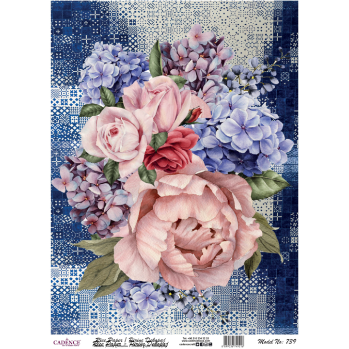 Cadence rijst decoupagepapier 739 30x42 cm groot boeket