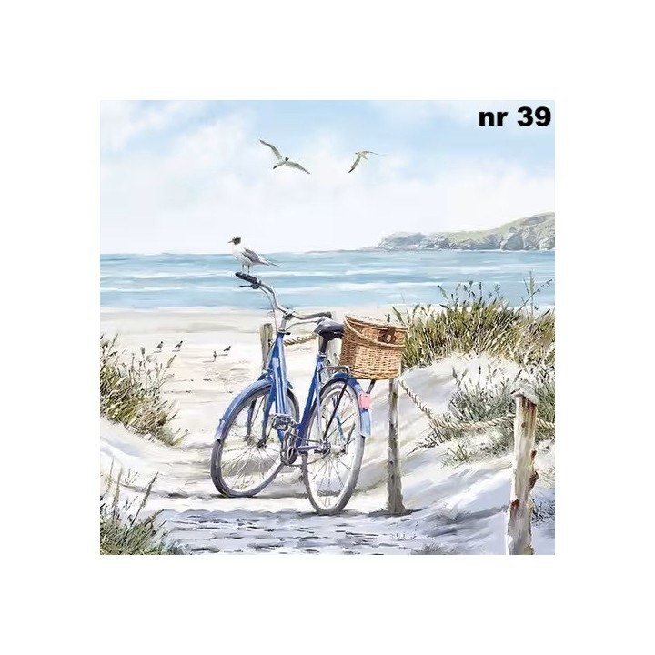 Bike at the beach servet 33x33cm