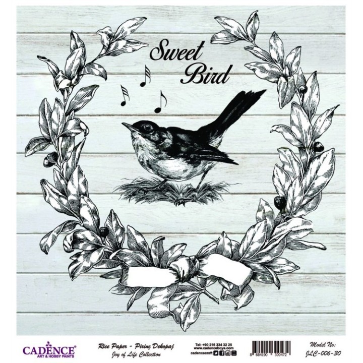 Cadence rijst decoupagepapier joy of life 006 30x32 cm sweet bird