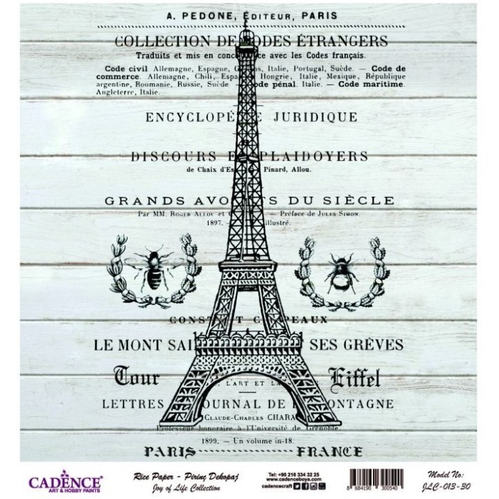 Cadence rijst decoupagepapier joy of life 013 30x32 cm tour eiffel