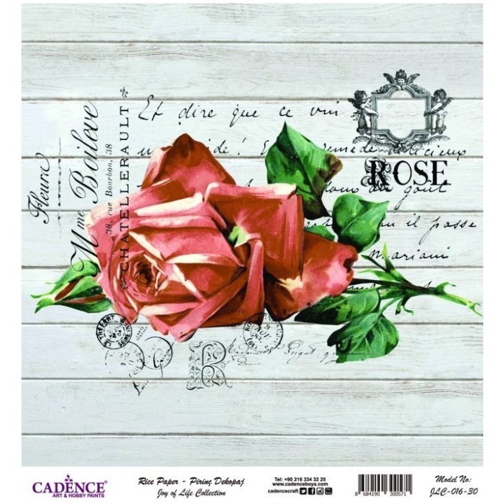 Cadence rijst decoupagepapier joy of life 016 30x32 cm rose