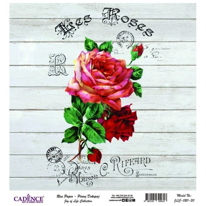 Cadence rijst decoupagepapier joy of life 020 30x32 cm les roses
