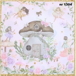 Bloemenfeetjes met paddestoel servet 33x33cm (t-84)