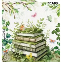 Books in green servet 33x33cm (t-88)