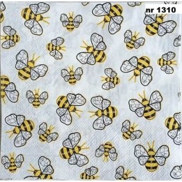 Bees allover servet 33x33cm (t-90)