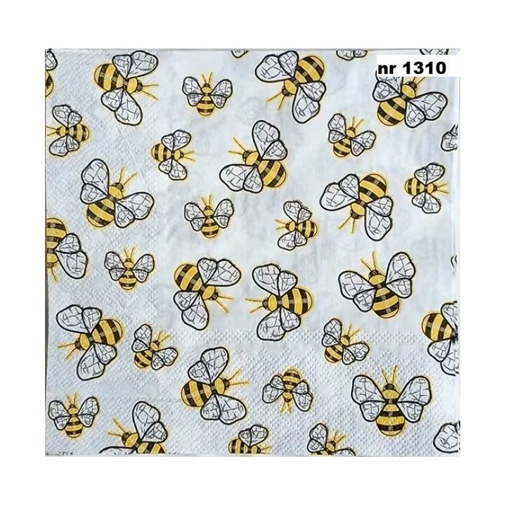 Bees allover servet 33x33cm (t-90)