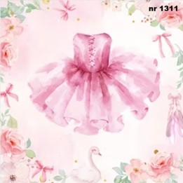 Pink ballet dress servet 33x33cm (t-91)