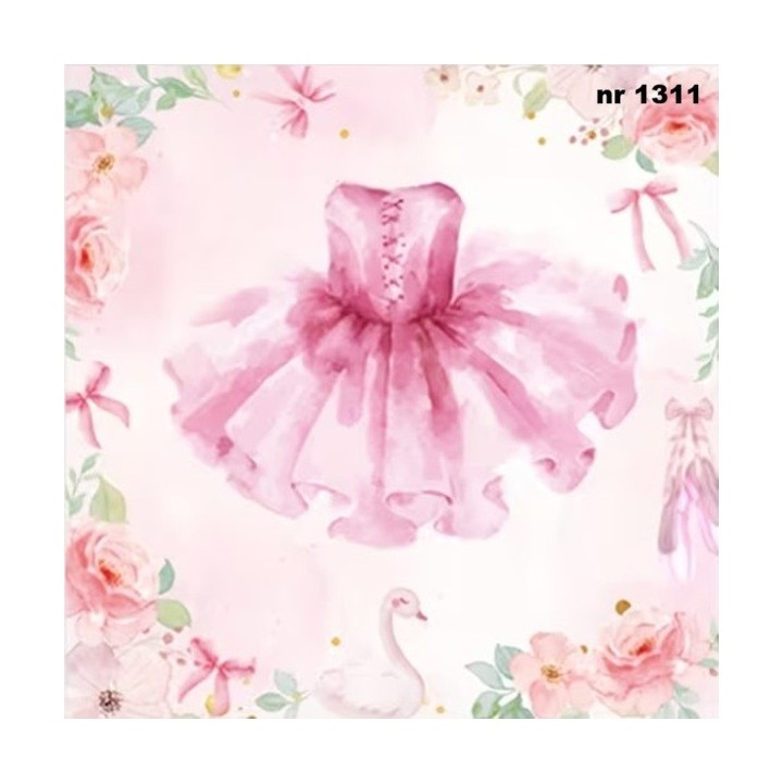 Pink ballet dress servet 33x33cm (t-91)