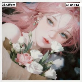 Flowergirl pink servet 25x25cm (t-94)