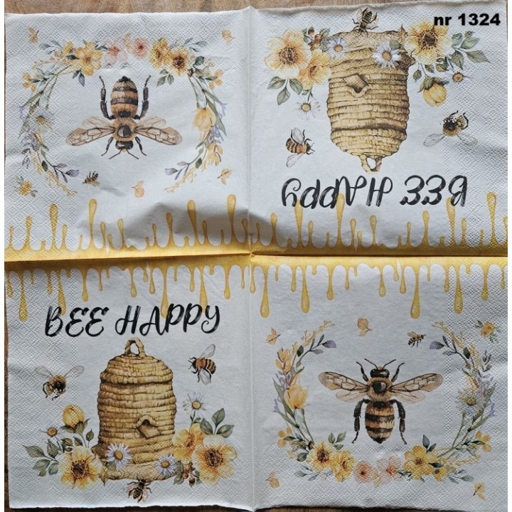 Bee happy servet 33x33cm (t-95)