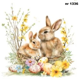 Bunnies in a Basket servet 33x33cm