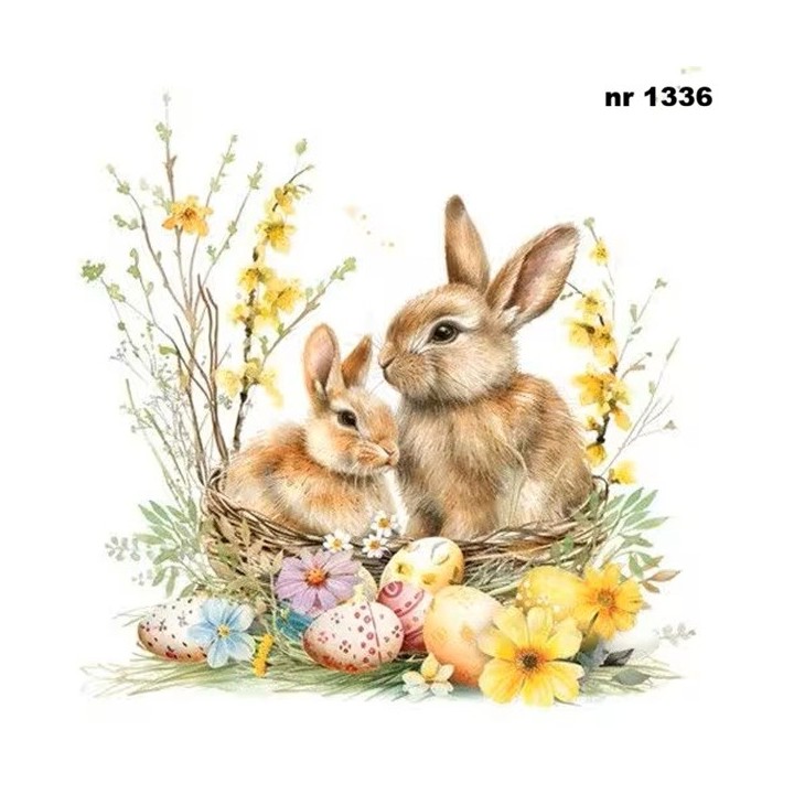 Bunnies in a Basket servet 33x33cm