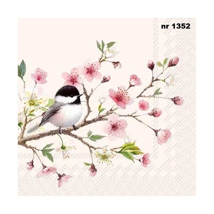 Little Birdie light rose servet 33x33cm