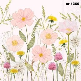 Pastel Flowers pink servet 33x33cm