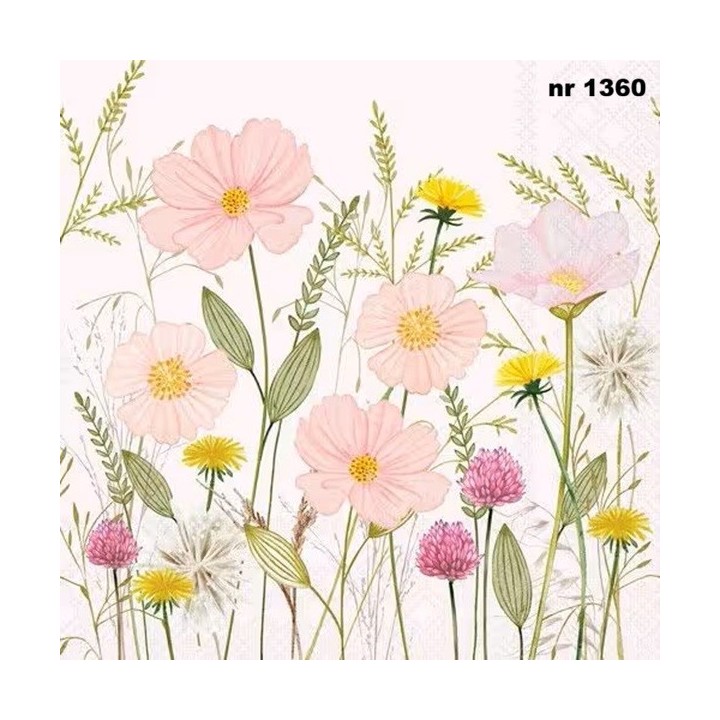 Pastel Flowers pink servet 33x33cm