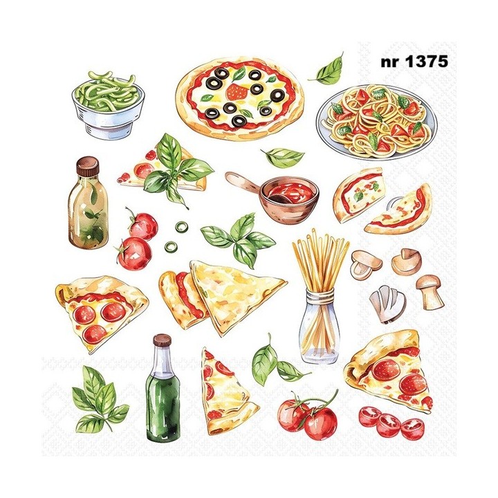 Pizza and Pasta servet 33x33cm