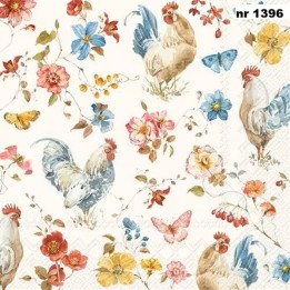 Country Rooster cream servet 33x33cm