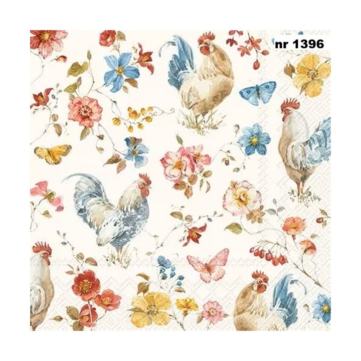 Country Rooster cream servet 33x33cm