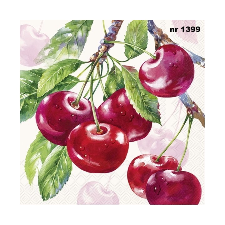 Cherry Fruits cream servet 33x33cm