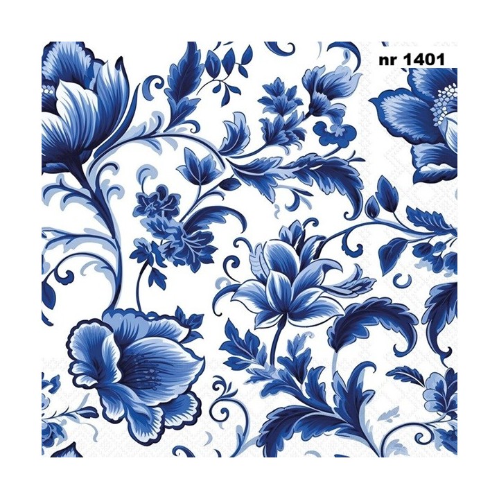 Delft Blue Florals servet 33x33cm