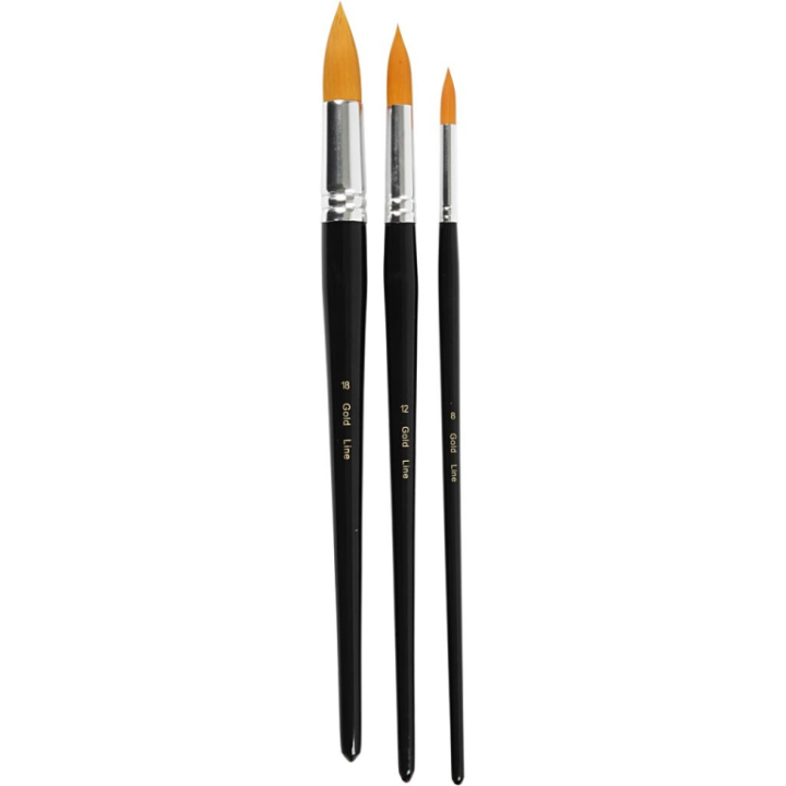 CC Gold Line Acryl Penselen Rond Set Groot 3 stuks
