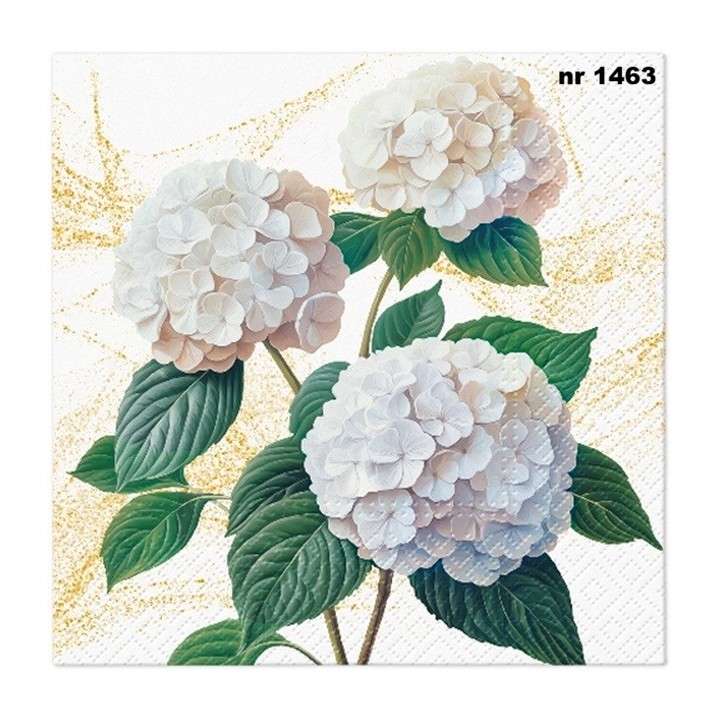 Romatic White Hydrangeas servet 33x33cm