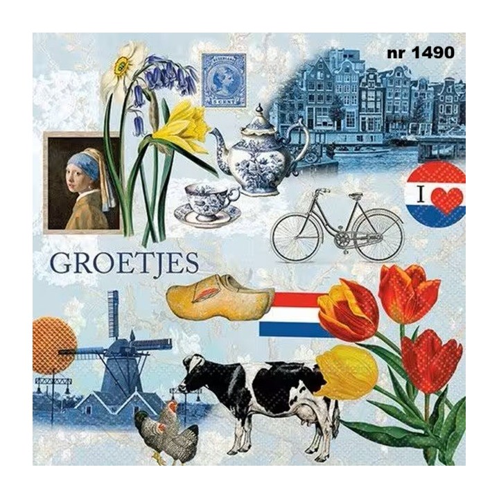 Greetings from Holland servet 33x33cm