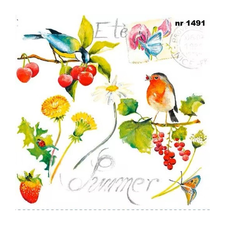 Summer Birds servet 33x33cm
