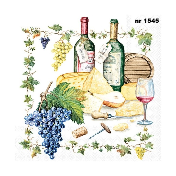 Wine and Cheese servet 33x33cm