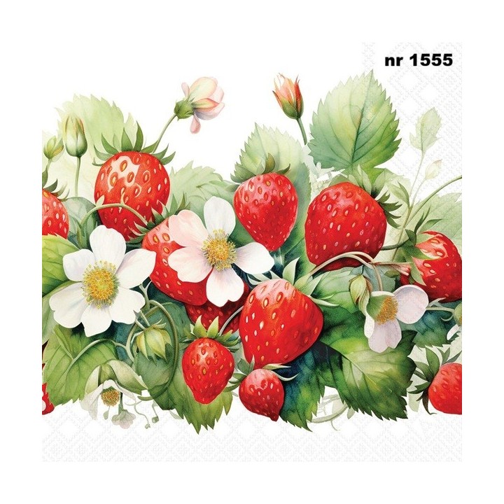 Juicy strawberries servet 33x33cm