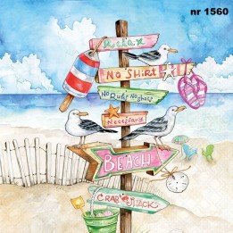 Seaside signs servet 33x33cm