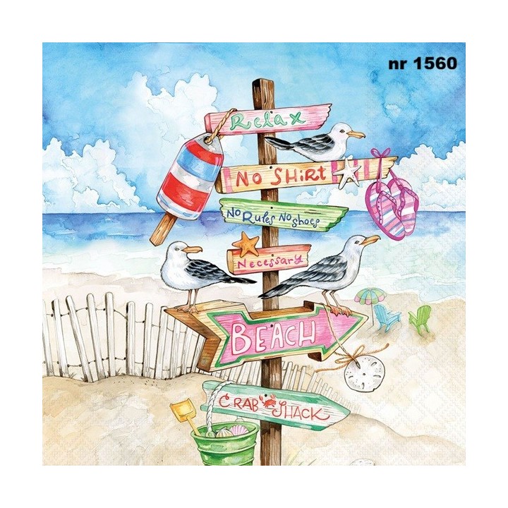 Seaside signs servet 33x33cm