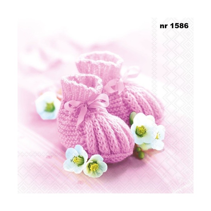 Knitted shoes pink servet 33x33cm