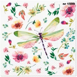 Pastel dragonfly servet 33x33cm